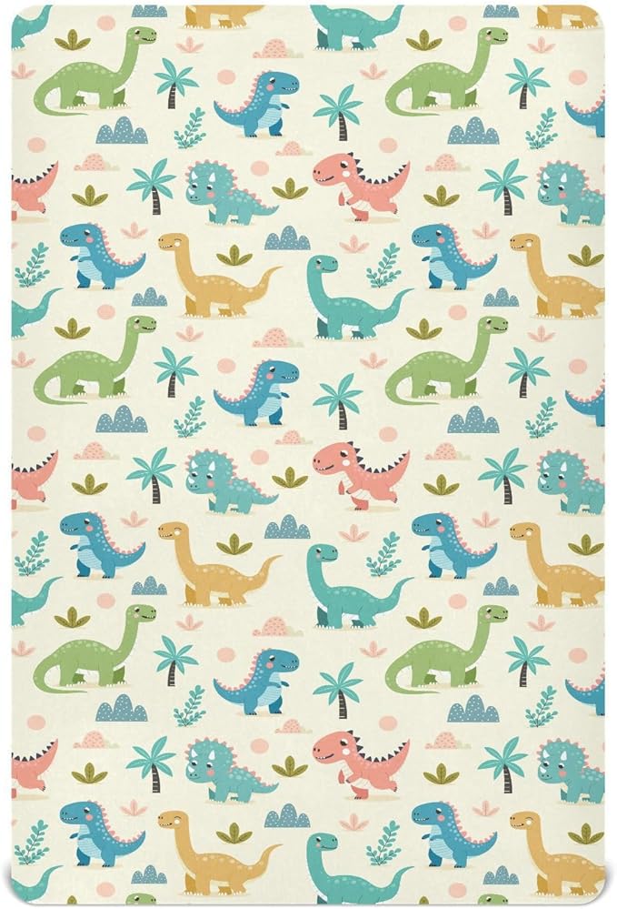 Various Dinosaur Crib Sheets for Neutral Bassinet Play Sheets,Sheets Toddler Bed Sheets for Baby Boys Girs 39 * 27 * 5in