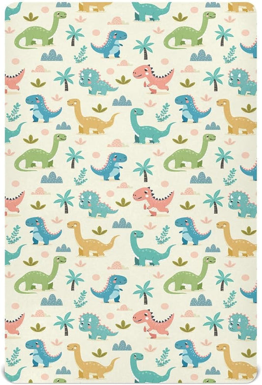 Various Dinosaur Crib Sheets for Neutral Bassinet Play Sheets,Sheets Toddler Bed Sheets for Baby Boys Girs 39 * 27 * 5in