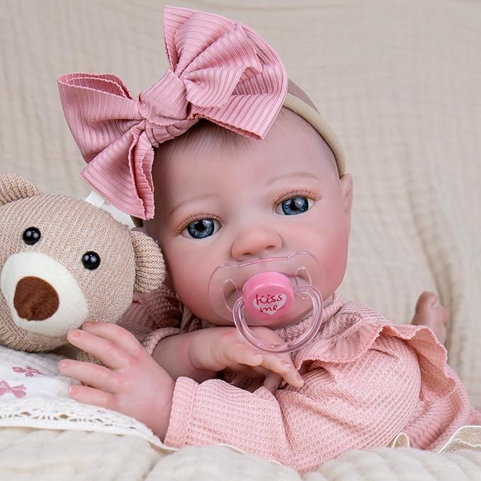Aori Lifelike Reborn Baby Dolls - 20 Inch Ultra Realistic Girl Newborn Baby Doll with Weighted Body for Cuddling Poseable Soft Vinyl Doll Includes Pink Outfit Set for Kids 3+ Role Play