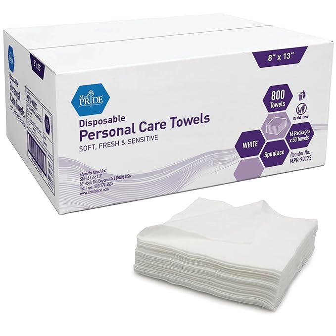MED PRIDE Disposable Dry Wipes for Adults, Soft & Absorbent Personal Towels, Bulk 800 Count, Incontinence Care, Baby Wipes (800 Count (Pack of 1))