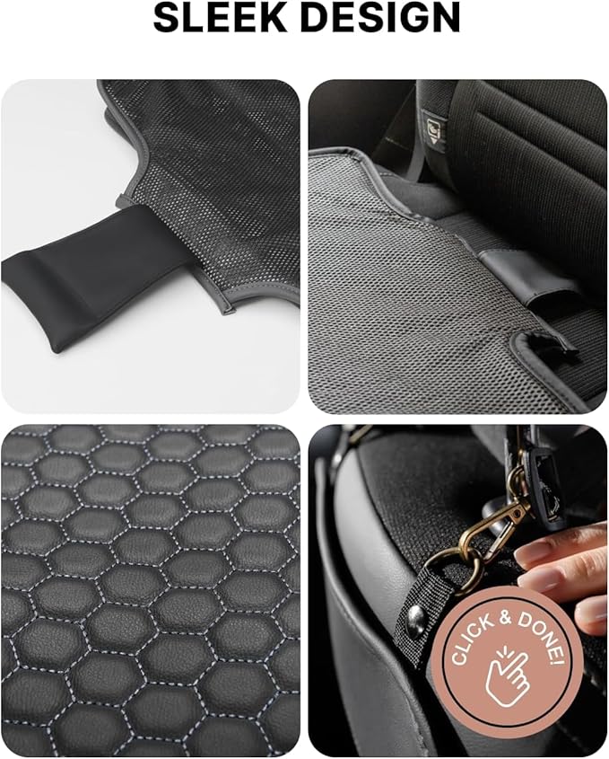 Car Seat Protector Set - Black, Waterproof & Non-Slip, Kick Mat & Back Seat Protection