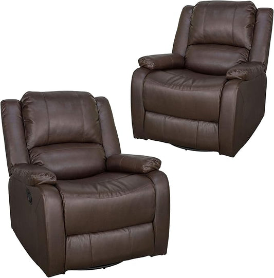 RecPro Charles Collection | 30" Swivel Glider RV Recliner | RV Living Room (Slideout) Chair | RV Furniture | Glider Chair (Chestnut, 2-Pack)