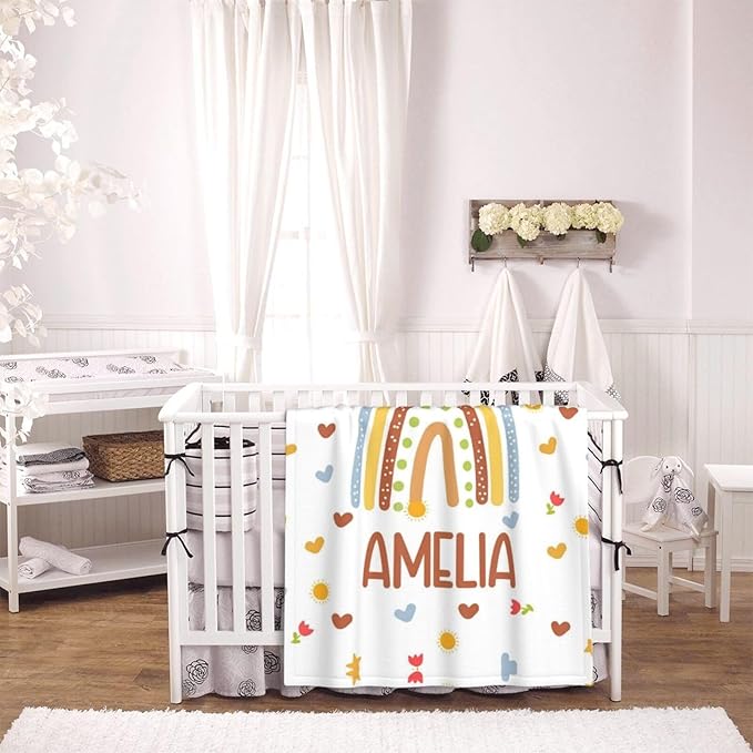 Personalized Baby Blanket for Girls and Boys,Super Soft Custom Baby Blanket with Name,Customized Swaddle Blankets Throw for Newborn,Infant,Toddlers