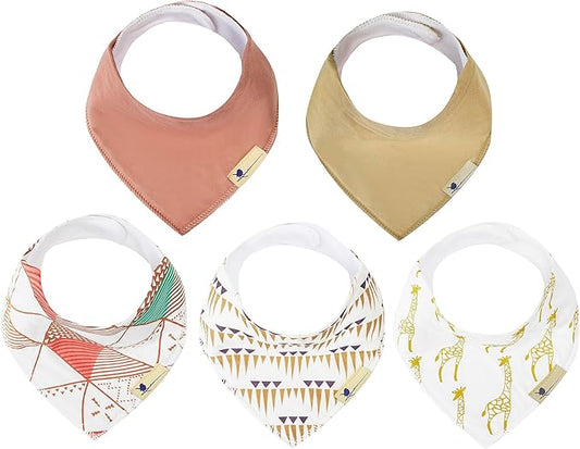 Blue Wren Magnetic Bandana Drool Bibs 5-pack - Magnetic Closure Baby Bibs - Safe, Easy, Chic Teething Bib