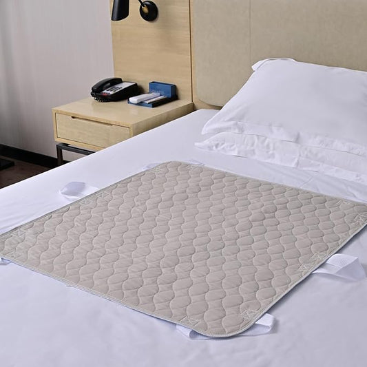 Positioning Bed Pad with Handles, Waterproof Breathable Reusable Bed Pads for Incontinence at Home & Hospital, 2 Pack Washable Transfer Sheet Pads for Adults and Elderly(34x36 Inch)