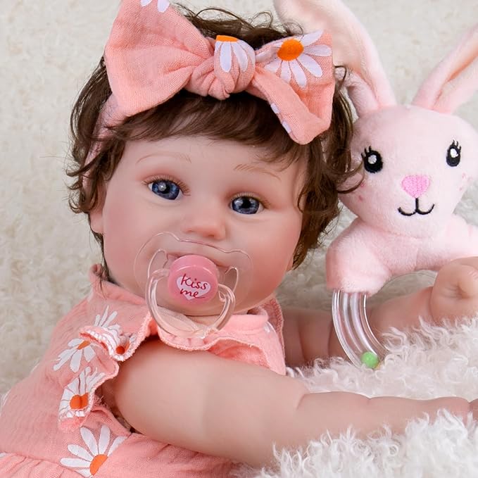 Aori Reborn Baby Dolls Girl - 20'' Lifelike Realistic Newborn Baby Weighted Cloth Body Baby Doll with Magnetic Pacifier & Feeding Accessories Collectible Reborn Toddler Doll Gift for Girls Kids 3+