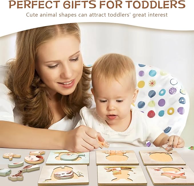 Wooden Puzzles for Toddlers 6 Pack Puzzles Toys for Toddlers 3 4 5 6 Years Old Boys Girls Birthday Christmas Party Favors Gifts Best Gifts for Toddlers