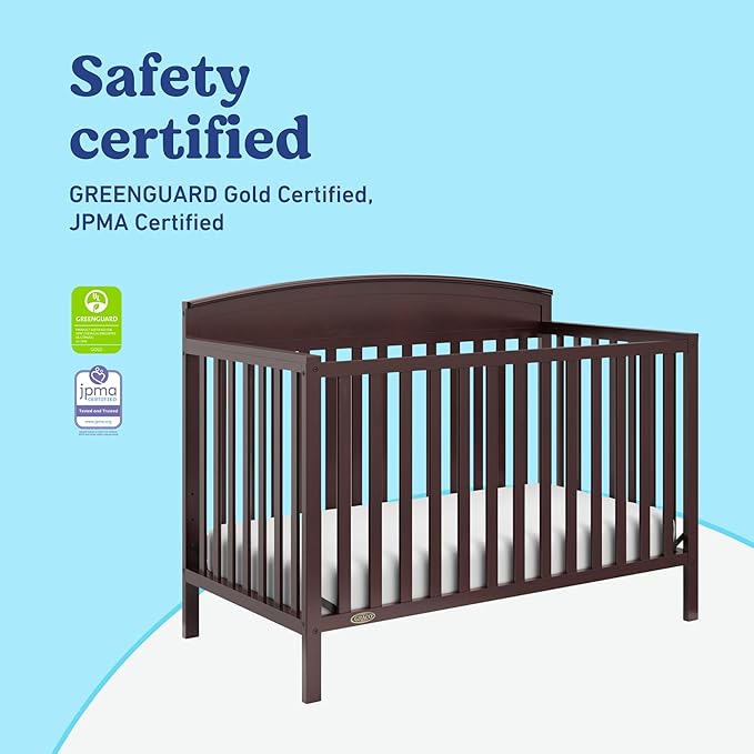 Graco Benton 5-in-1 Convertible Crib (Espresso) – GREENGUARD Gold Certified, Converts from Baby Crib to Toddler Bed, Daybed and Full-Size Bed, Fits Standard Full-Size Crib Mattress