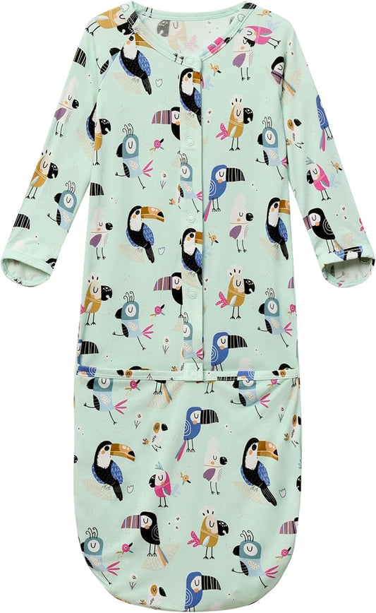 Baby Nightgowns Sleeper Gown Newborn Long Sleeve Pajama Gowns Unisex Viscose from Bamboo Infant Sleepwear