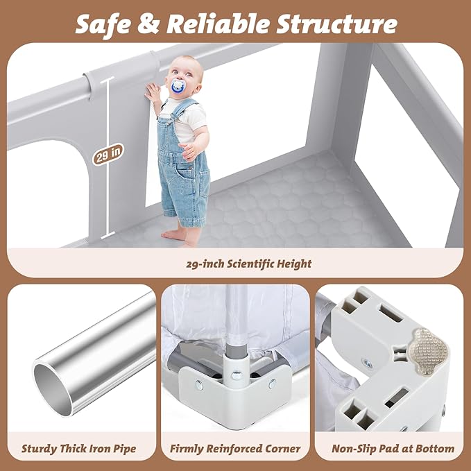 Joyibay Baby Playpen, 71x60 Foldable Playpen with Play Mat, Extra Large Baby Playard, Baby Activity Play Fence Kids Baby Play pen for Babies Toddlers 1-3 Indoor Outdoor