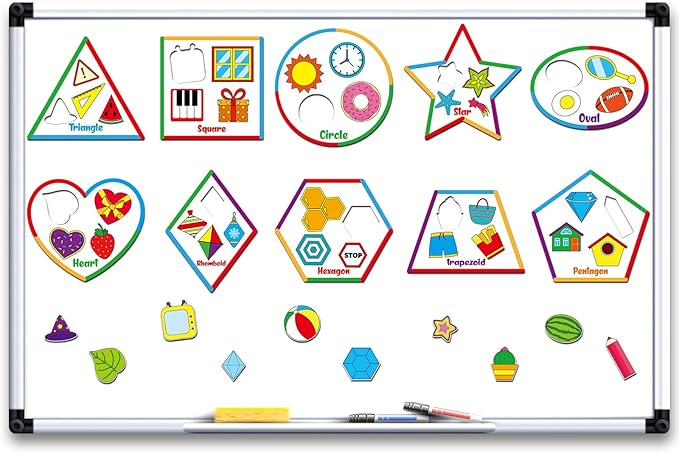 10 Packs Toddlers Magnetic Sorting Set Shape Recognition Magnetic Sorting Toy Educational Magnet Shape Matching Refrigerator Magnet for Kids Preschool Learning Magnets for Whiteboard Classroom Game
