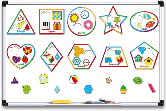 10 Packs Toddlers Magnetic Sorting Set Shape Recognition Magnetic Sorting Toy Educational Magnet Shape Matching Refrigerator Magnet for Kids Preschool Learning Magnets for Whiteboard Classroom Game