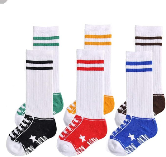 EPEIUS Unisex Baby Girls Boys Non-Slip Socks (Set of 6)