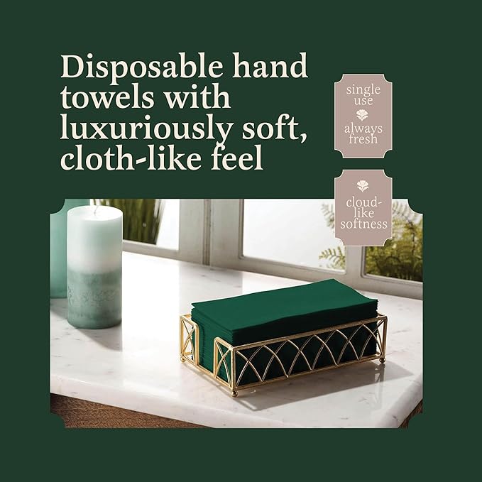 100 Linen-Feel Green Paper Napkins - Decorative Cloth-Like Green Dinner Napkins - Soft And Absorbent. For Kitchen, Party, Wedding, Bathroom Or Any Occasion