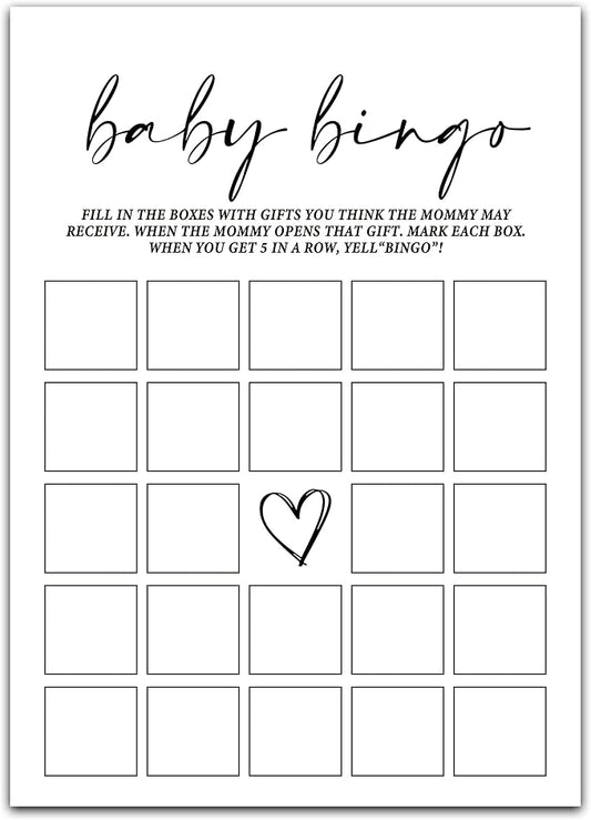 ZIIUFRN Baby Shower Games(5" X 7"), 30 Sets Modern Black and White Baby Bingo Guess Gift Game Cards, Boy Girl Gender Neutral Baby Shower Supplies-B07