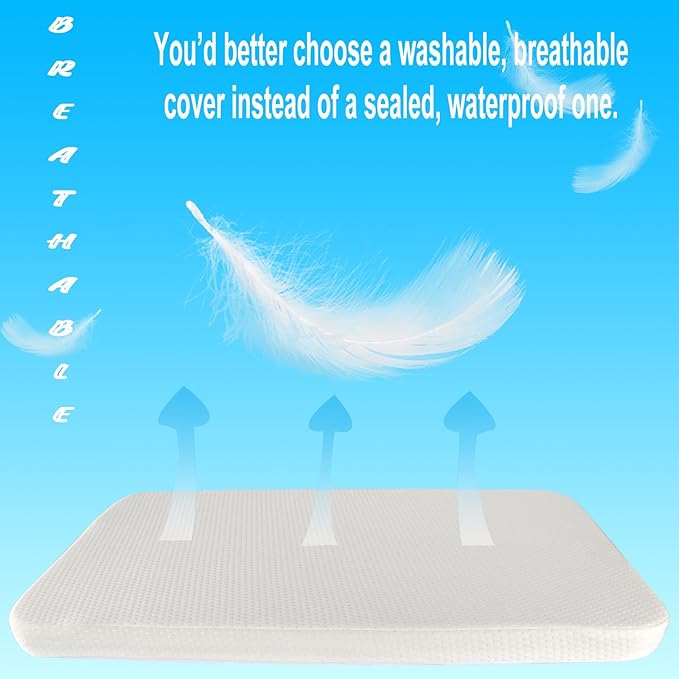 Mecc ecoh Baby Bassinet Mattress, 100% Breathable Cover, Water-Resistant Lining, Rectangle 33"x19"x2" Fit for HARPPA/YADAQE/Bellababy/Evolur Stellar/KoolerThings 3 in 1 Bassinet
