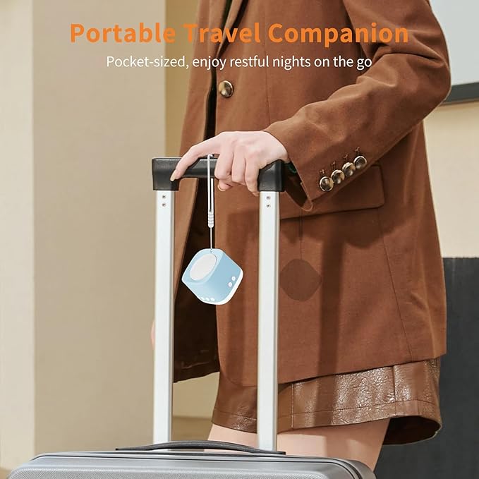 Portable White Noise Machine,Mini Sound Machine for Travel with Breathing Night Light,16 Soothing Sounds,Timer,Rechargeable Brown Noise Machines for Sleeping Adults Gift,Office Privacy,Home (Blue)