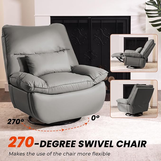 Electric Glider,Power Recliner, Reclining Sofa Chair with USB Ports,Swivel Glider Recliner Chair (Grey)