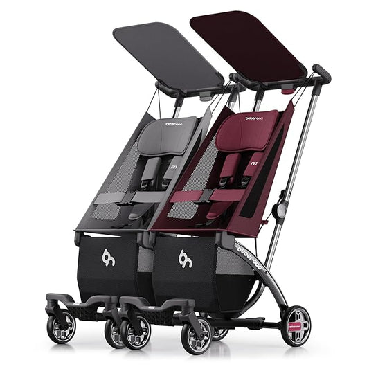 Beberoad Love R1 Auto-Folding Ultra Lightweight Double Stroller Twin Strollers, Side by Side Stroller for Babies and Toddlers Aged 6-36 Months, Only 23.5 lbs, Can Turn into Two Single Strollers