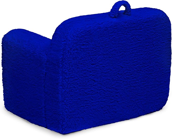 Delta Children Personalized Sherpa Cozee Chair - Customize with Name – Foam Kids Chair for Ages 18 Months and Up, Royal Blue