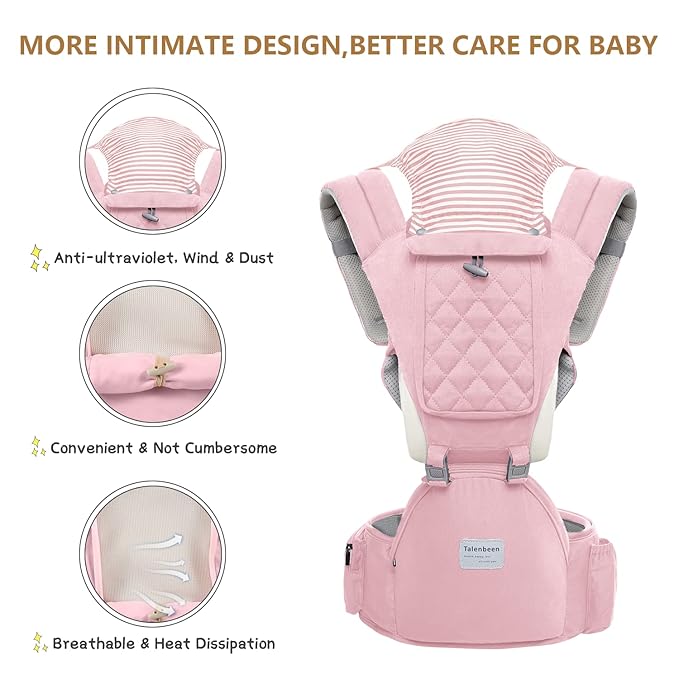 Baby Carrier Newborn to Toddler, 6-in-1 Baby Carrier with Hip Seat Lumbar Support 7-41 lbs, Baby Soft Carrier for All Seasons & Positions, Adjustable Size for Shopping Hiking Travelling