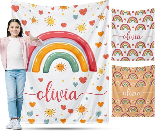 Ship Next Day, Personalized Baby Blanket for Boys Girls - Printed in USA, Custom Baby Blanket with Name Super Soft Plush Flannel, Easter Christmas Brithday Gifts for Baby Shower Kids Toddlers Newborn