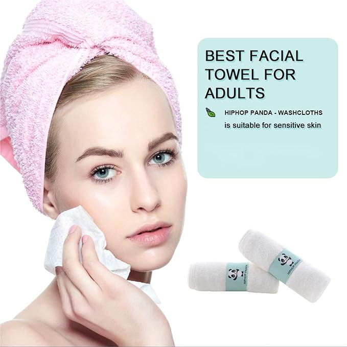 HIPHOP PANDA Baby Washcloths, Rayon Made from Bamboo - 2 Layer Ultra Soft Absorbent Newborn Bath Face Towel - Reusable Baby Wipes for Delicate Skin - Pink, 30 Pack