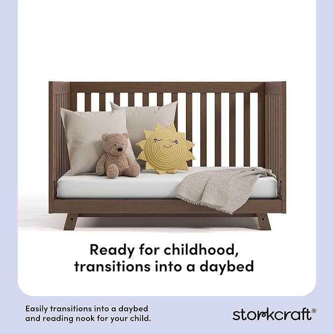 Storkcraft Beckett Grow-with-Me Convertible Crib (Hazelnut) – GREENGUARD Gold Certified, Converts to Toddler Bed & Daybed, Fits Standard Crib Mattress, Easy-to-Assemble