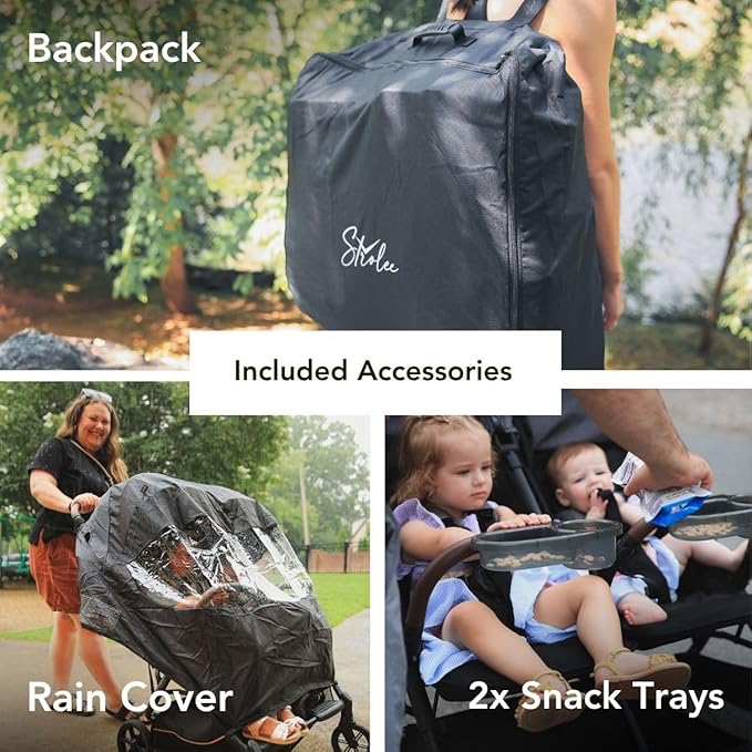 Lightweight Double Side by Side Stroller - 22 Lbs, 9.5" Compact Fold, Twin Nap Ready Seating, No Rethread Harness, Magnetic Buckle & Ultra Plush Seat 60Lb Per Seat- (v2 Fawn)