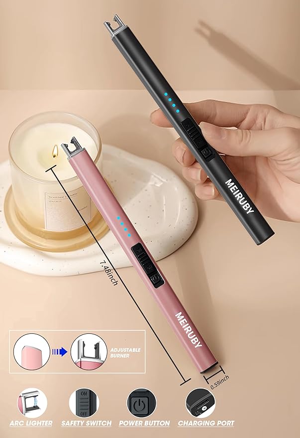 Lighter Electric Candle Lighter, Birthday for Mom from Daughter Son, Gifts for Mom Women Men Wife Sister, Rechargeable USB Arc Lighters for Candle Camping BBQ