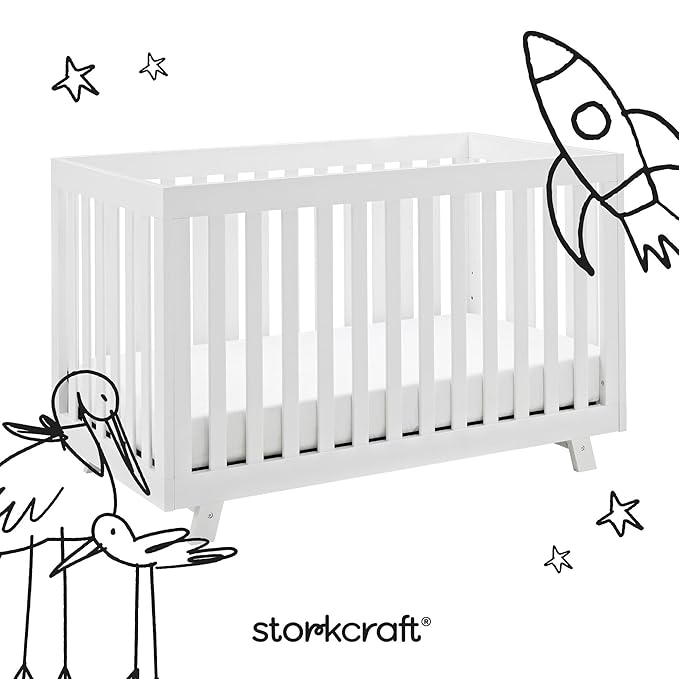Storkcraft Beckett Convertible Crib (White) – Converts from Baby Crib to Toddler Bed and Daybed, Fits Standard Full-Size Crib Mattress, Adjustable Mattress Support Base