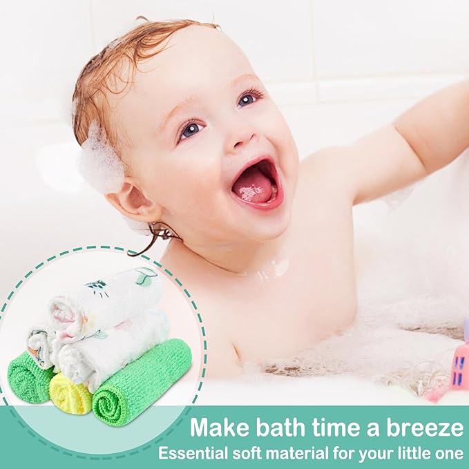 Viviland Baby Washcloths, Super Soft Baby Bath Towels for Newborn 24 Pack, Absorbent Face & Body Wash Cloth for Baby Girl, Butterfly Pattern, 9 x 9 inch