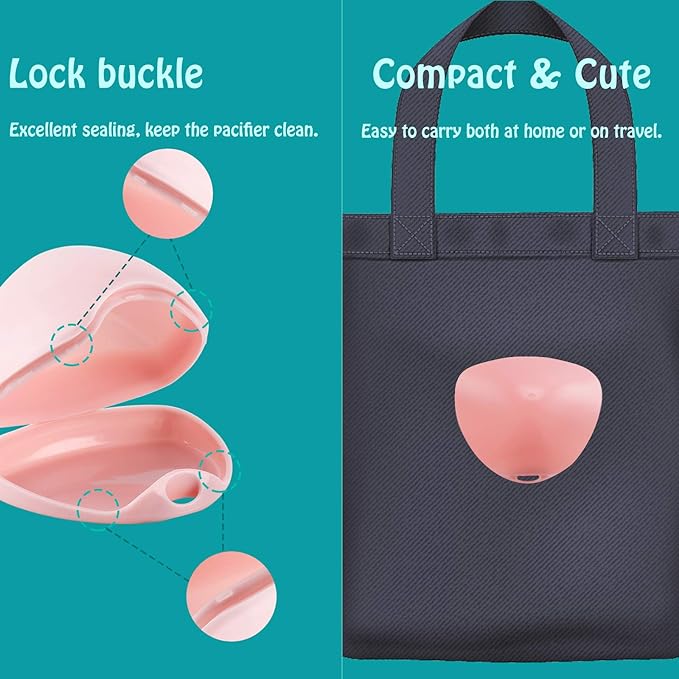 Accmor Pacifier Case, Pacifier Holder Case, Pacifier Container for Travel, BPA Free, Pink, 4 Pack