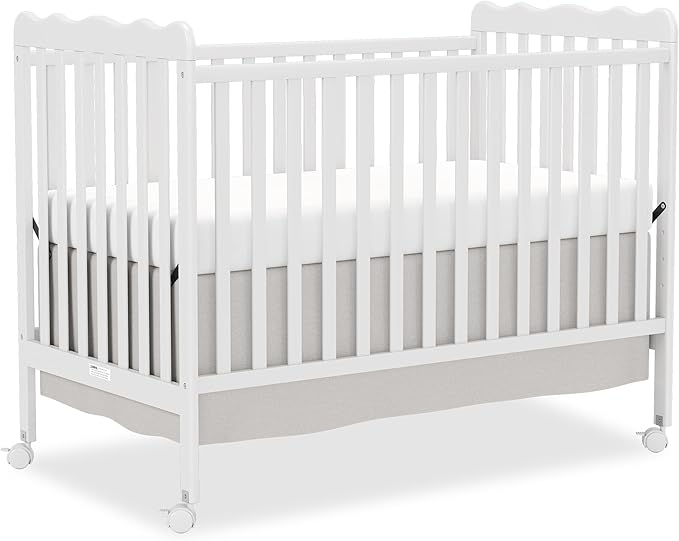 4 in 1 Convertible Baby Crib, Wooden Nursery Cribs Converts into Toddler Bed and Daybed, 3 Adjustable Base, Non-Toxic Finishes, Removable Wheels (White)