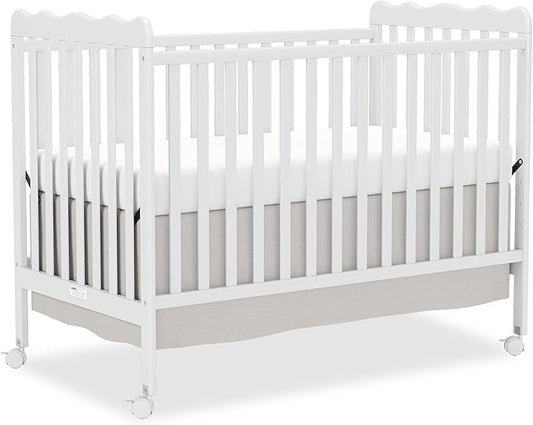 4 in 1 Convertible Baby Crib, Wooden Nursery Cribs Converts into Toddler Bed and Daybed, 3 Adjustable Base, Non-Toxic Finishes, Removable Wheels (White)