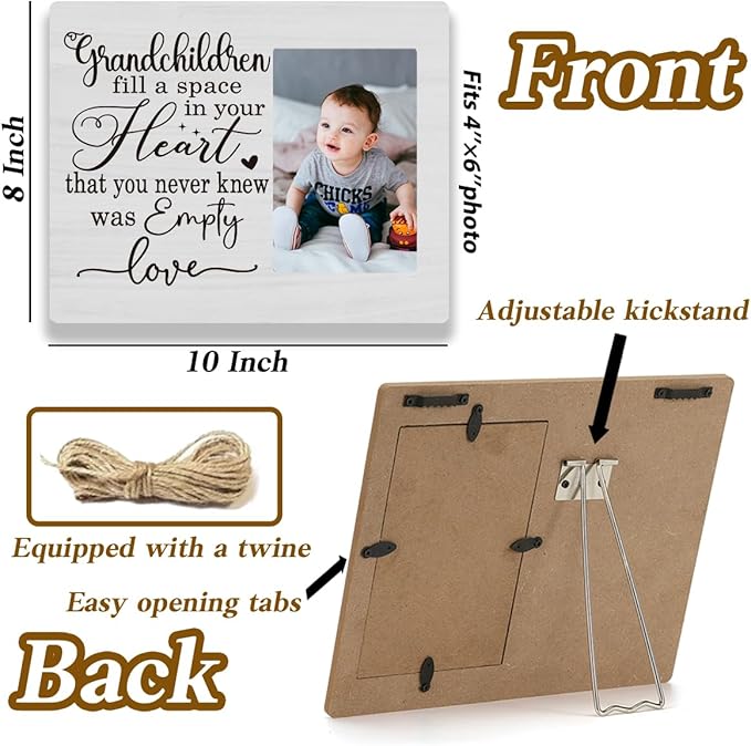 Grandchildren Picture Frame for Grandparents Newborn Baby Gift for Grandma Grandpa Grandchildren Fill A Space In Your Heart Photo Frame Table Desk Decor for Home Livingroom Bedroom Tabletop Display Frame picture1809