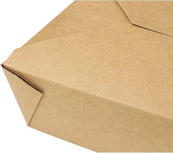 Karat Paper To Go Boxes [76 oz - 200ct] Leak-Resistant, Microwavable, Heavy-Duty Take Out Boxes | Grease Resistant & Stackable | #3 Kraft Brown