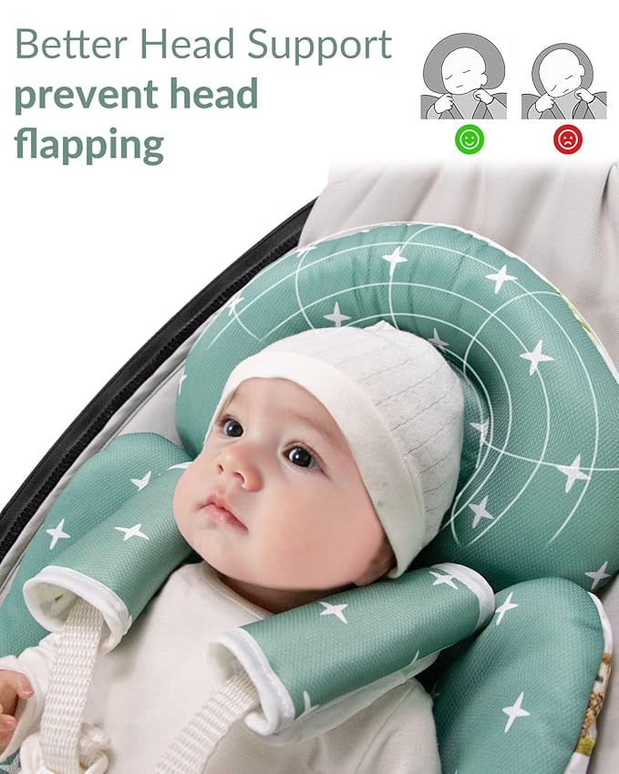 Generic Infant Car Seat Insert Compatible with Mamaroo Swing & Graco Swing and Infant Car Seat, Newborn Insert Baby Head Body Support, Reversible Design, Breathable Soft Fabric, 1Pcs - Green Woodland