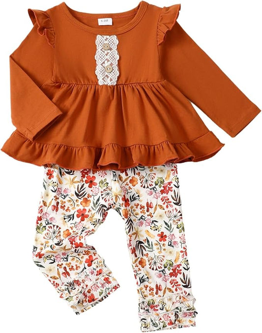 Baby Girl Clothes Toddler Girl Outfits Ruffle Shirt Pants Cute Infant Outfit Set Baby Girl Fall Winter Clothes