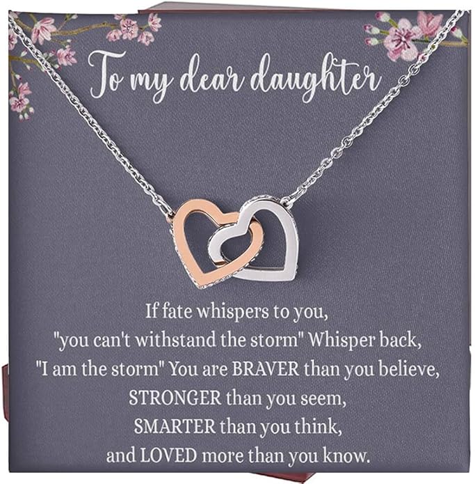 To My Daughter Gift Necklace From Dad or Mom - Badass Daughter Jewelry With Heartfelt Message & Elegant Box