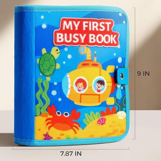 evoceler Busy Book, Busy Board with Fishing Game & Coloring Page, Montessori Toys for Toddlers 18 Months+, Quiet Airplane Travel Toy, Sensory Learning Toy for Toddlers 2-5, Girls Boys Birthday Gift