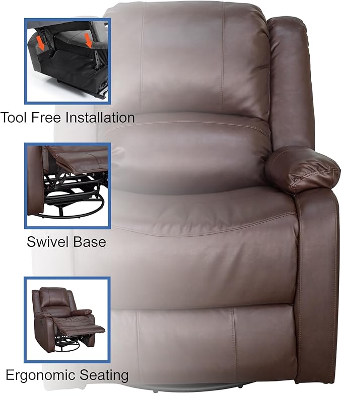 RecPro Charles Collection | 30" Swivel Glider RV Recliner | RV Living Room (Slideout) Chair | RV Furniture | Glider Chair (Mahogany, 1-Pack)