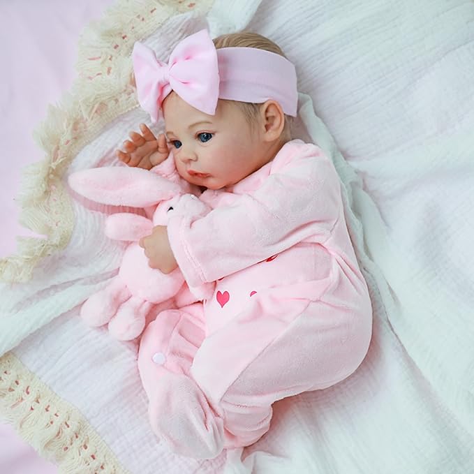 Realistic Reborn Baby Dolls – 18-Inch Lifelike Newborn Baby Doll with Open Eyes, Poseable Handmade Real Life Baby Doll, Gift Set with Accessories for Kids Ages 3+