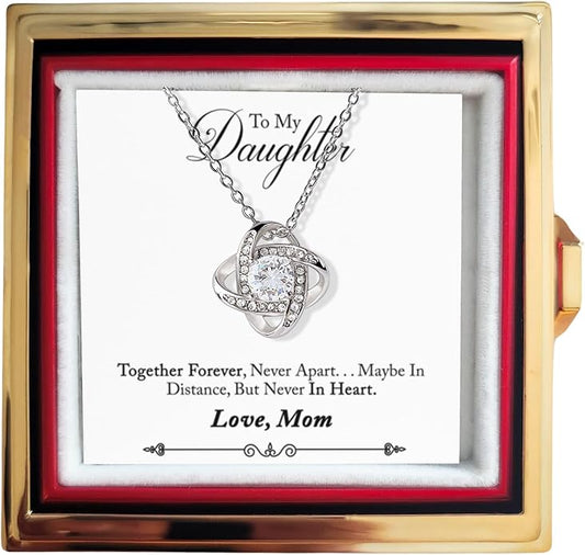 To My Beautiful Daughter Necklace from Mom & Dad | Cubic Zirconia Pendant with Heartfelt Message Card & Gift Box | Daughter Birthday, Graduation, Christmas Jewelry Gift from Parents