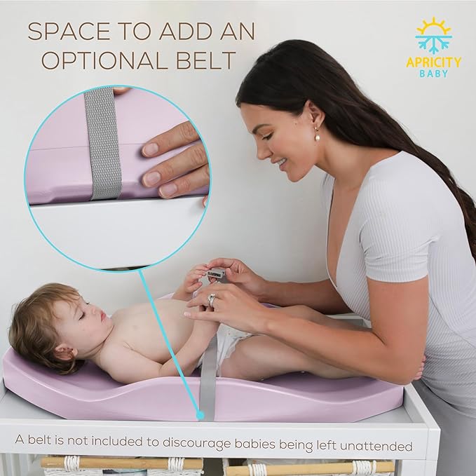 Apricity Baby Changing Pad – Waterproof Wipe-Clean Foam Mat with Raised Sides & Built-in Growth Chart, Extra-Large 31.5″ × 19.7″ – Safe & Comfortable Changing Pad for Newborns to Toddlers (Pink)