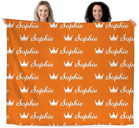 Personalized Baby Name Blanket, Custom Blankets and Throws with Name for Kids Girls Boys, Customized Toddler Blanket Gifts for Christmas Birthday Baby Shower (Name icon)