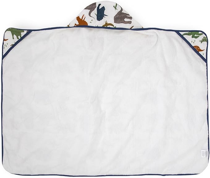 Little Unicorn Premium Hooded Bath Towel| Absorbent Cotton & Terry Blend | Larger Size, 1-6 Years (Dino Friends)