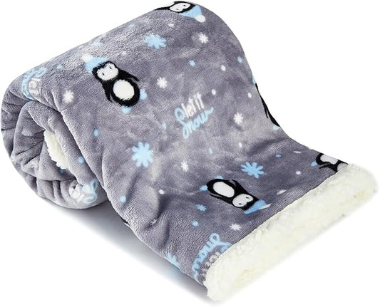 Baby Blankets for Boys Girls Fluffy Fuzzy Blanket Soft Warm Cozy Flannel Fleece Warm Infant Newborn Receiving Blanket 30" x 40" (Grey Penguin)
