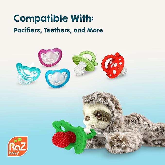 RaZbaby Dragon RaZbuddy w/RaZberry Teething Relief Pacifier – Soothes Sore Gums w/Nature-Inspired Texture, 100% BPA-Free Silicone Teether, Detachable Stuffed Animal – 3 Months+ Teether, Mint