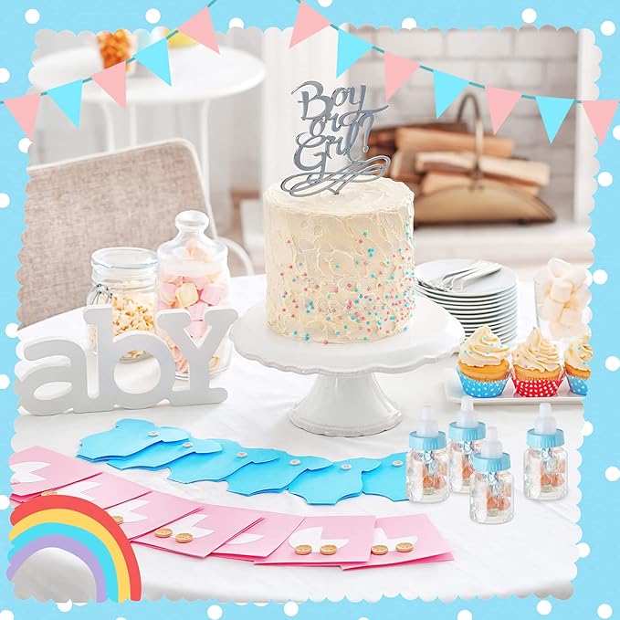 36 Pcs 3.5 Inch Baby Bottle Shower Favor Mini Plastic Candy Bottle Clear Bottles for Baby Shower Mini Feeding Candy Box for Party Favor Gift Decor(Blue)